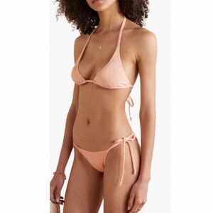 Lisa Marie Fernandez Terry Triangle Bikini in Peach.